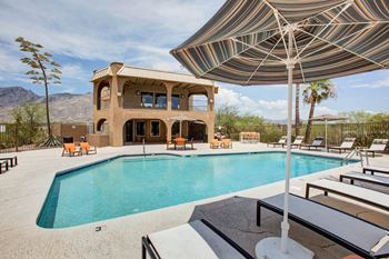 Poolside shaded chairs